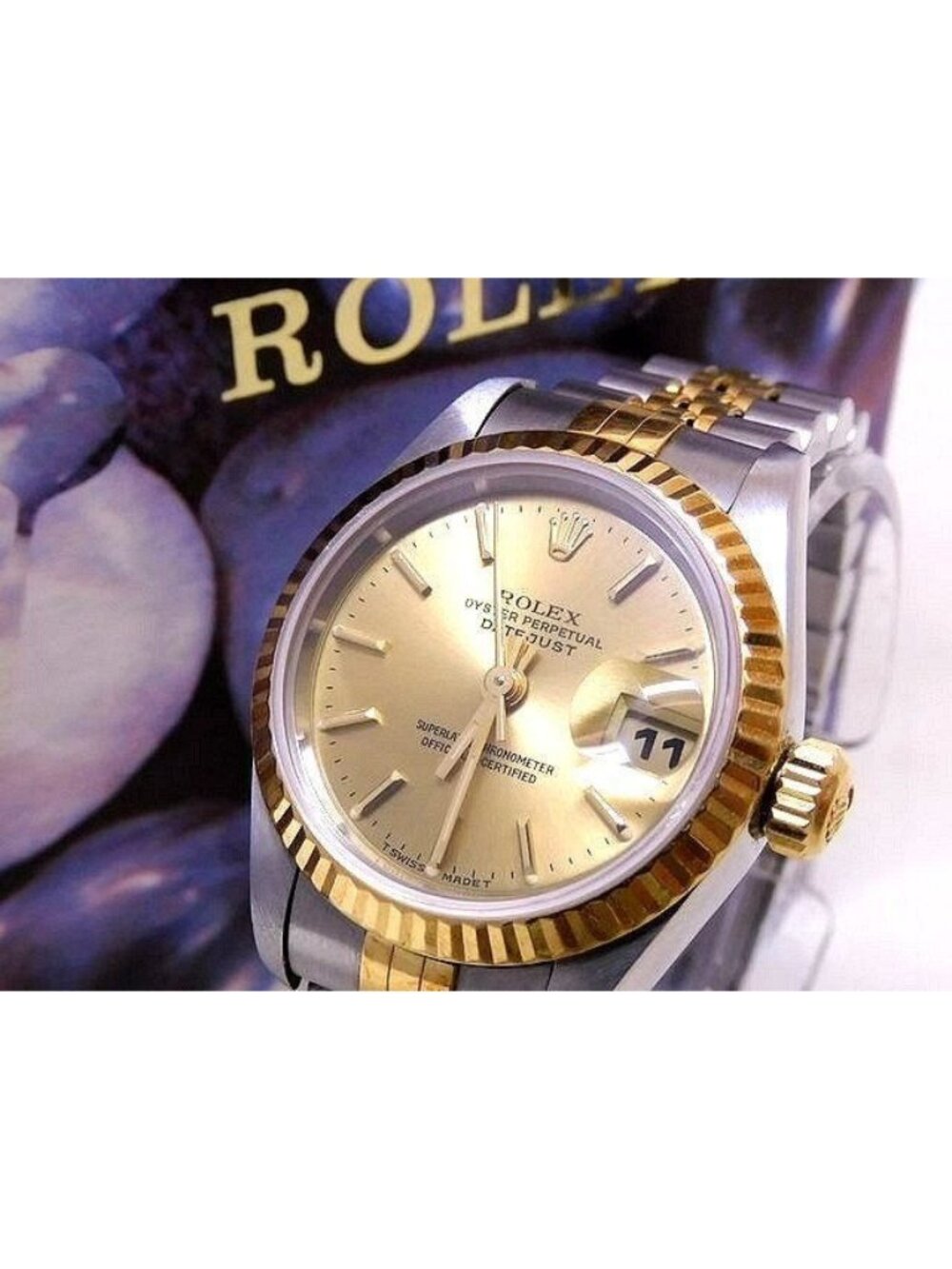 Rolex S Model Datejust Automatic Watch SS 18k Yellow Gold Combination Dial Bar